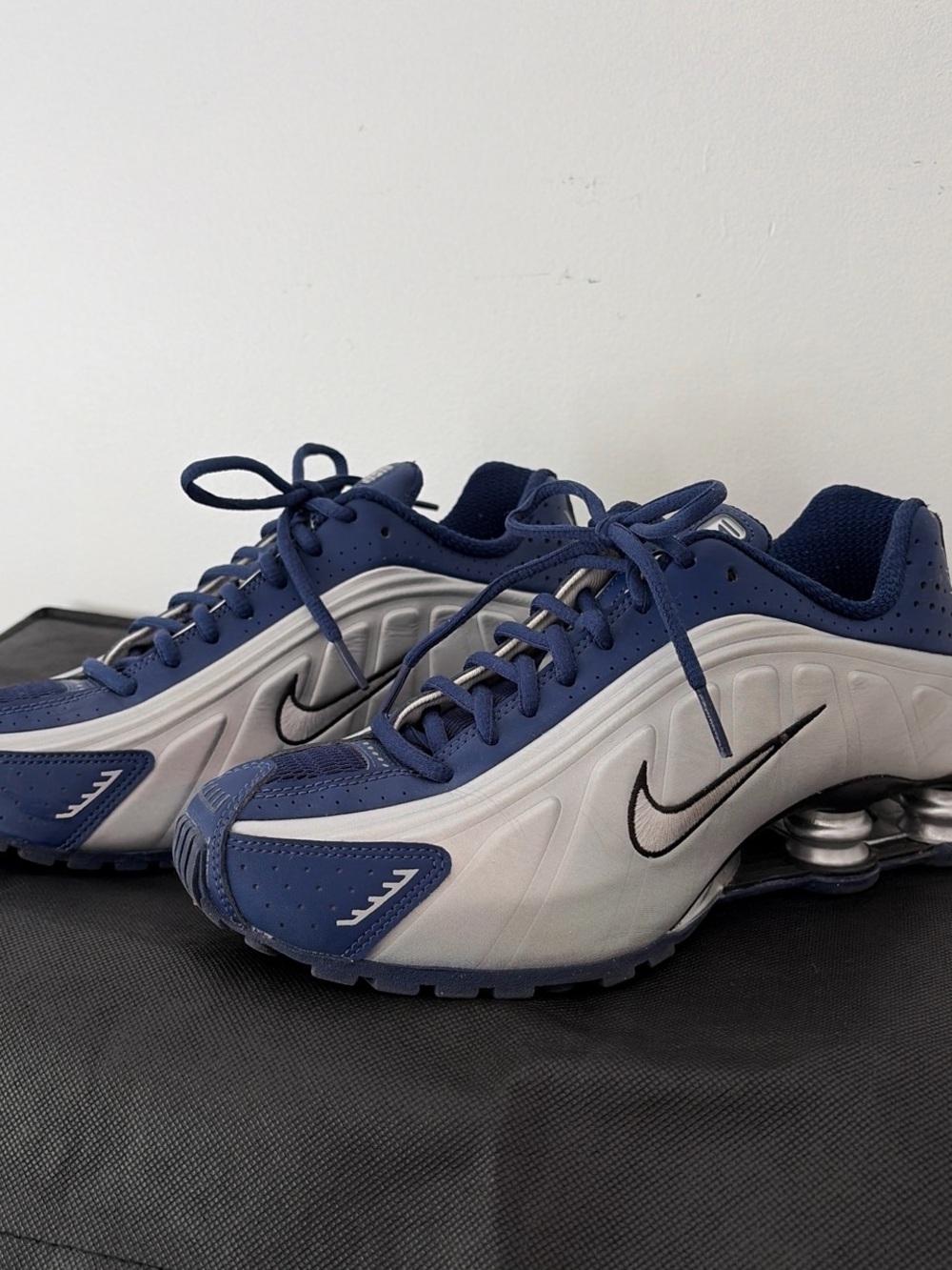 Nike Men’s Navy and Gray Shox Running Shoes